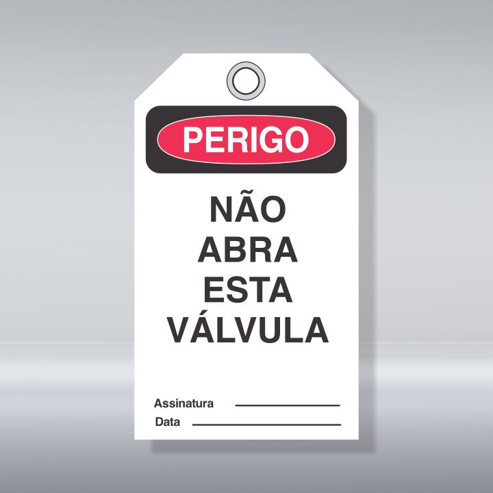 CARTÃO TRAVAMENTO PERIGO | NÃO ABRA ESTA VÁLVULA